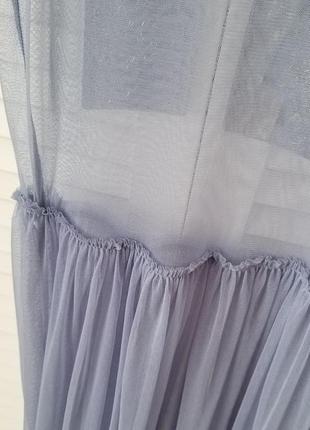 Базовое фатиновое миди платье сетка нарядное васильковое платье повседневноее5 фото