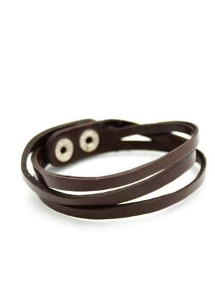 Новий браслет з шкір замінника на кнопках в шоколадному кольорі