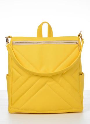 Женский мега трендовый желтый рюкзак-сумка для бумаг формата а4/ноутбука7 фото