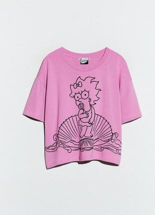 Zara футболка розовая simpson maggy  новая укороченная размер s