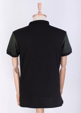 Стильная черная зеленая мужская футболка поло с воротником3 фото