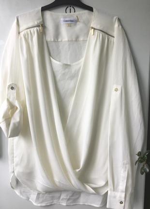Шикарна блузка calvin klein біло - молочного кольору