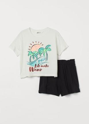 Стильный яркий  летний комплект костюм для девочки carter's сша шорты топ футболка пальма