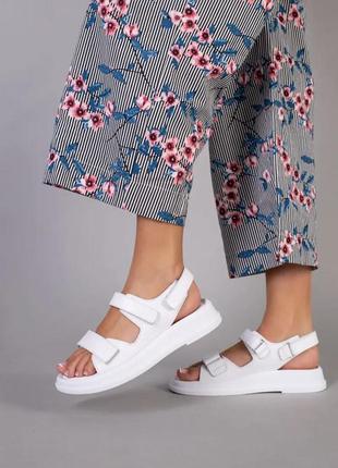 Белые босоножки сандали женские летние кожаные (натуральная кожа) - женская обувь 20212 фото