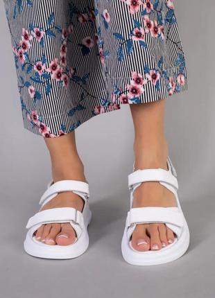 Белые босоножки сандали женские летние кожаные (натуральная кожа) - женская обувь 20213 фото