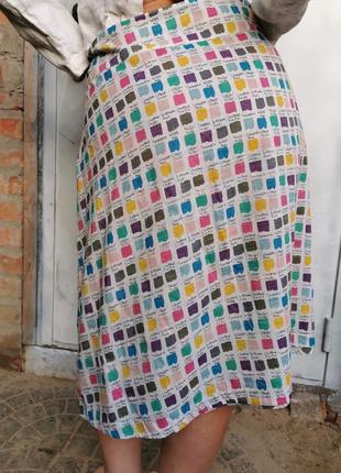 Двусторонняя юбка трапеция миди прямая коттон хлопок seasalt в принт краски художник6 фото