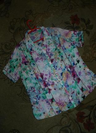 Разноцветная блузка в цветочный принт,большой размер2 фото