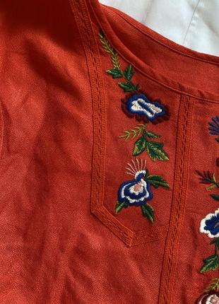 Красная блузка батал с вышивкой marks & spenser4 фото
