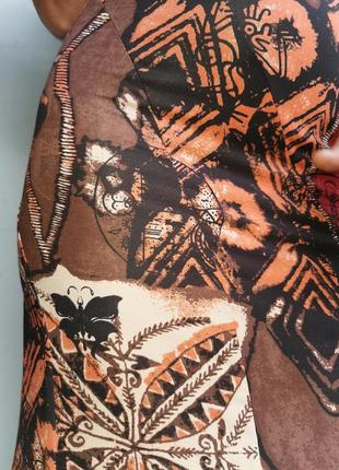 Платье в принт узор трикотажное стрейч длинное футляр в этно бохо стиле sarah brown5 фото