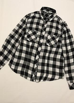 Натуральная укорочена рубашка в клетку