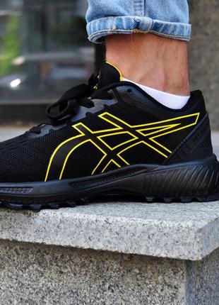 Кроссовки мужские asics gel kayano flytefoam 9 черные/желтые (асикс, кросівки)