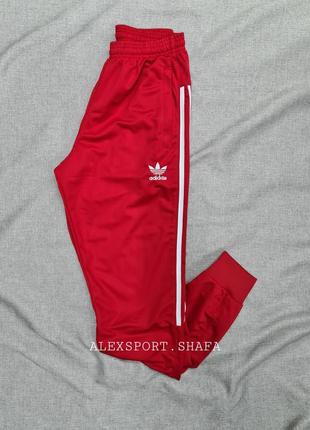 Спортивные штаны adidas, красные спортивные штаны брюки адидас унисекс ткань лакоста1 фото