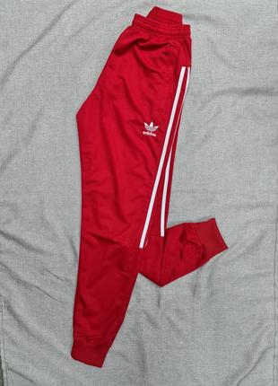 Спортивные штаны adidas, красные спортивные штаны брюки адидас унисекс ткань лакоста4 фото