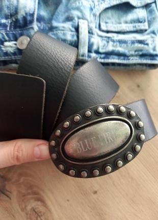 Кожаный женский итальянский ремень с бляхой, длина 80 см.