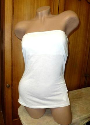 Брендовий білий базовий топік топ футболка, майка з відкритими плечима,трикотажний коттон