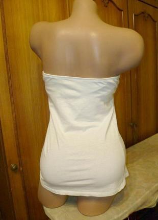 Брендовый белый базовый топик топ футболка майка с открытыми плечами,трикотажный коттон2 фото