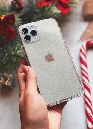 Прозорий чохол з шимером для iphone