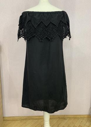 Плаття чорне бавовна вишивка мереживо2 фото