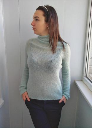 М'ятний светр з італійської вовни з люрексом1 фото