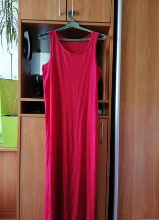 Довге трикотажне плаття в підлогу сарафан яскравого червоного кольору3 фото