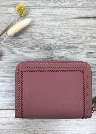 Женский маленький компактный кошелек "арабеска" в цвете розовая пудра3 фото