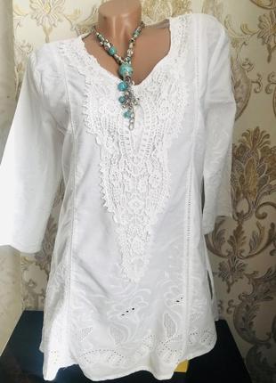 Біла блуза шиття туніка можна пляжна прошва вибита вишита модна шикарна красива стильна