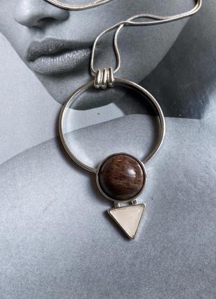 Ланцюжок з кулоном посріблене камінь мармур рожевий кварц pilgrim2 фото