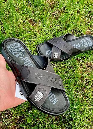 Кожаные, мужские шлепки4 фото