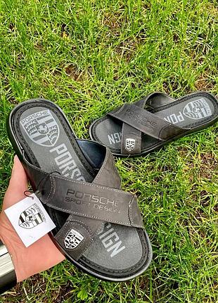 Кожаные, мужские шлепки5 фото