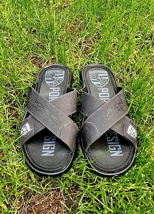 Кожаные, мужские шлепки2 фото