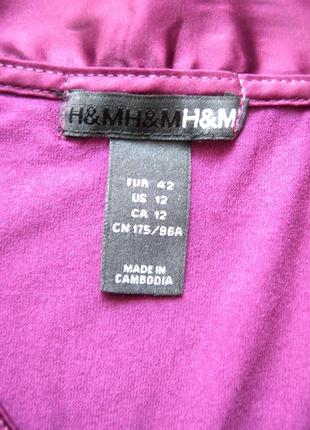 Плаття h&m кольору марсала, v-подібний виріз, віскозний трикотаж, з поясом4 фото