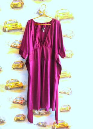 Платье h&m цвета марсала, v-образный вырез, вискозный трикотаж, с поясом1 фото