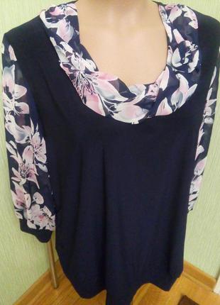 Блузка с манжетом валентина 58, 60 и 62 размеры1 фото