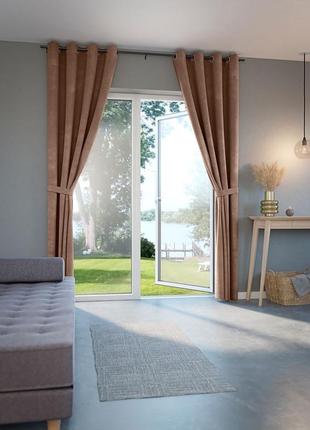 Готовые красивые шторы под замш на кольцах-люверсах 140*300 см
