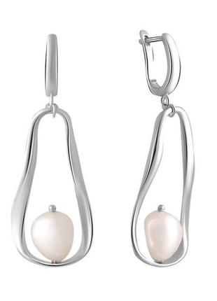 Срібні сережки з перлинами бароко7 фото