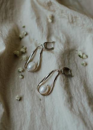 Срібні сережки з перлинами бароко1 фото