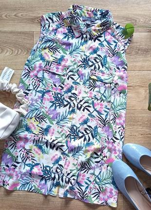 Удлиненная блузка на пуговицах, блузка в цветочный принт1 фото