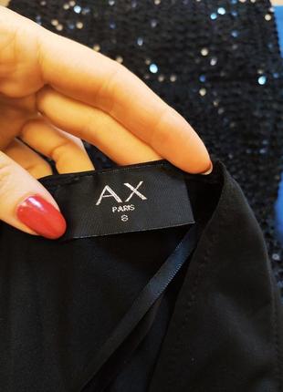 Ax paris платье чёрное по фигуре бандажное резинка с пайетками карандаш футляр с вырезом8 фото