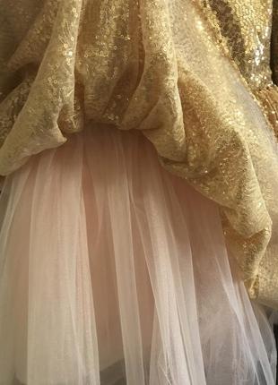 Нарядное платье в золотом цвете, пайетки . выпускной , др, утренник, торжество, свадьба6 фото