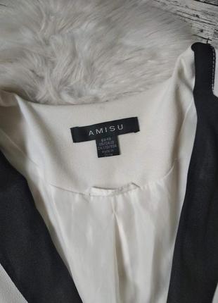 Пиджак женский белый amisu с черными вставками