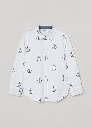 Рубашка мальчику якоря 4/5, 5/6, 6/7 лет от h&m