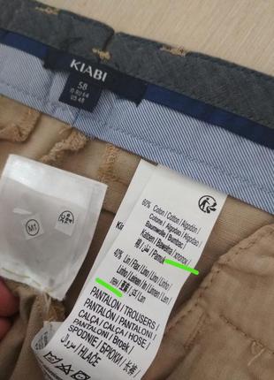 Большой размер котон лён фирменные натуральне бежевые штаны талия 120 см, супер состав качество!!9 фото