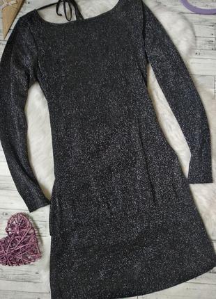 Платье черное блестящее с открытой спиной2 фото