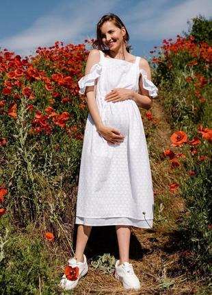 Біла сукня для вагітних та годуючих з секретом для годування (платье для беременных и кормящих)4 фото