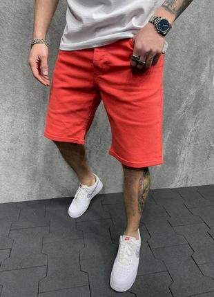 Джинсовые шорты мужские базовые красные турция / джинсові шорти чоловічі базові червоні турречина2 фото