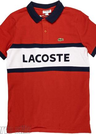 Мужская футболка поло lacoste, цвет красный, разные размеры в наличии5 фото