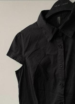 Брендовая чёрная блуза nafnaf с короткими рукавами офисная летняя дресс код5 фото
