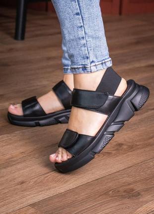 Черные легкие сандали босоножки женские кожаные на платформе летние новые - женские сандали 2021