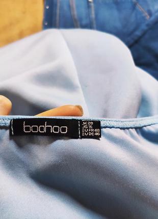 Boohoo платье голубое миди с открытыми плечами с пышной свободной юбкой большое батал6 фото