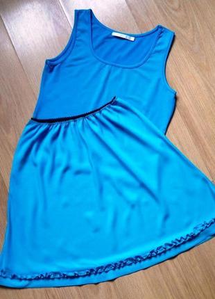 Английский летний бирюзовый комплект: юбка по косой и топ-эластик